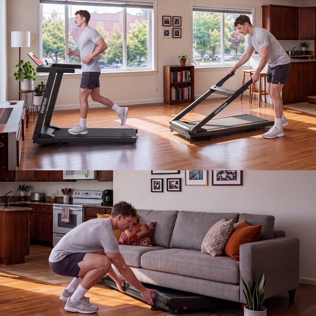 DeerRun All-New 2026 A1 Pro Move+ Smart Foldable Treadmill with 6% Incline & NFC | 350 lbs, 10 mph, Black-7