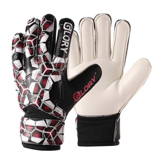 Elite GLORY PVC Goalkeeper Gloves black white red hexagon pattern