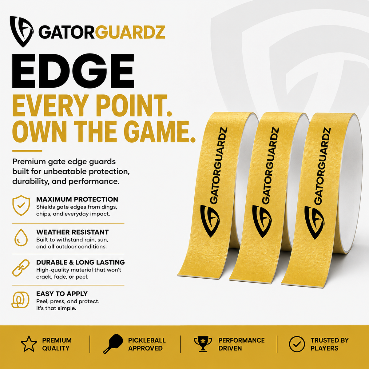 Pickleball Paddle Edge Guard Tape — Chip & Scratch Protection (3-Pack)-6