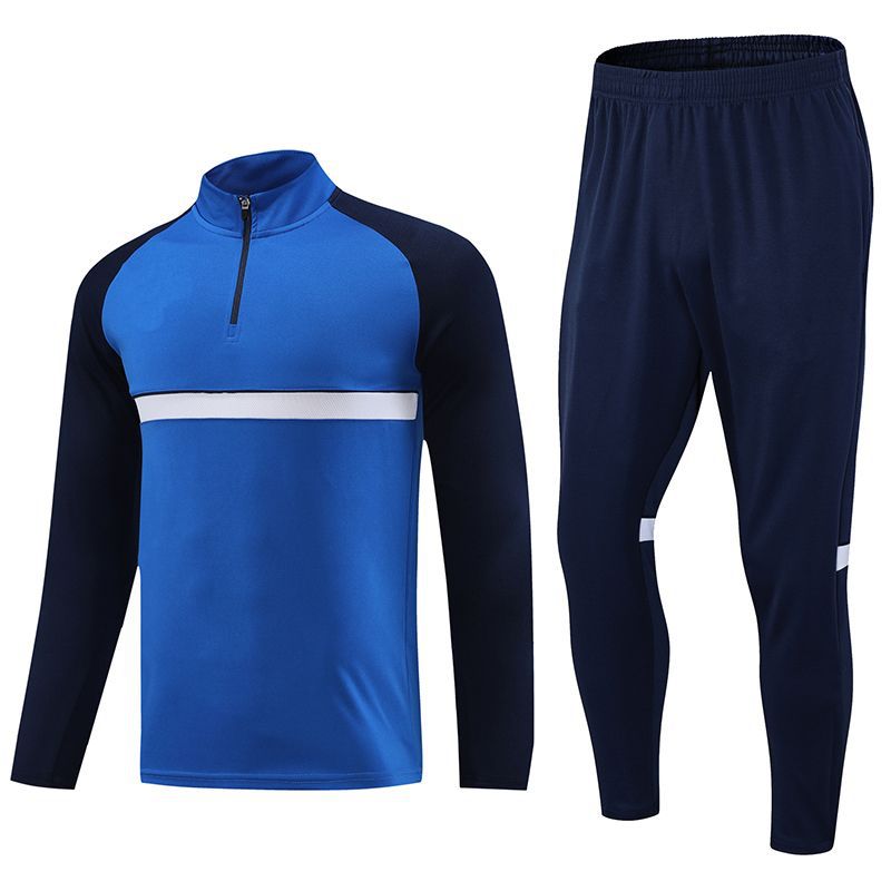 Stripe 1/4 Zip Training Suit Royal Bright Blue