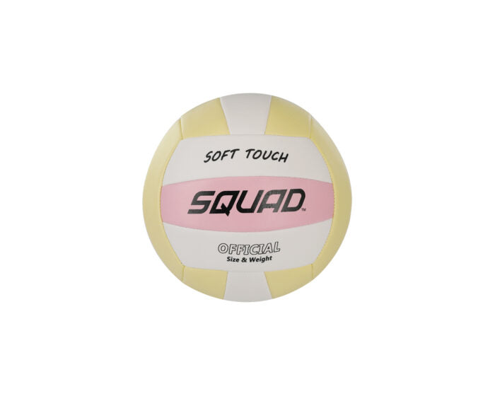 Pastel yellow pink and white beach volleyball