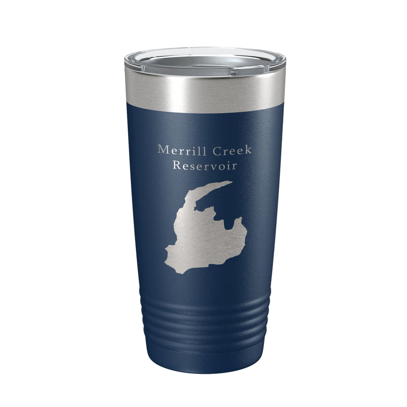 Merrill Creek Reservoir Tumbler Lake Map Travel Mug Insulated Laser Engraved Coffee Cup New Jersey 20 oz-17