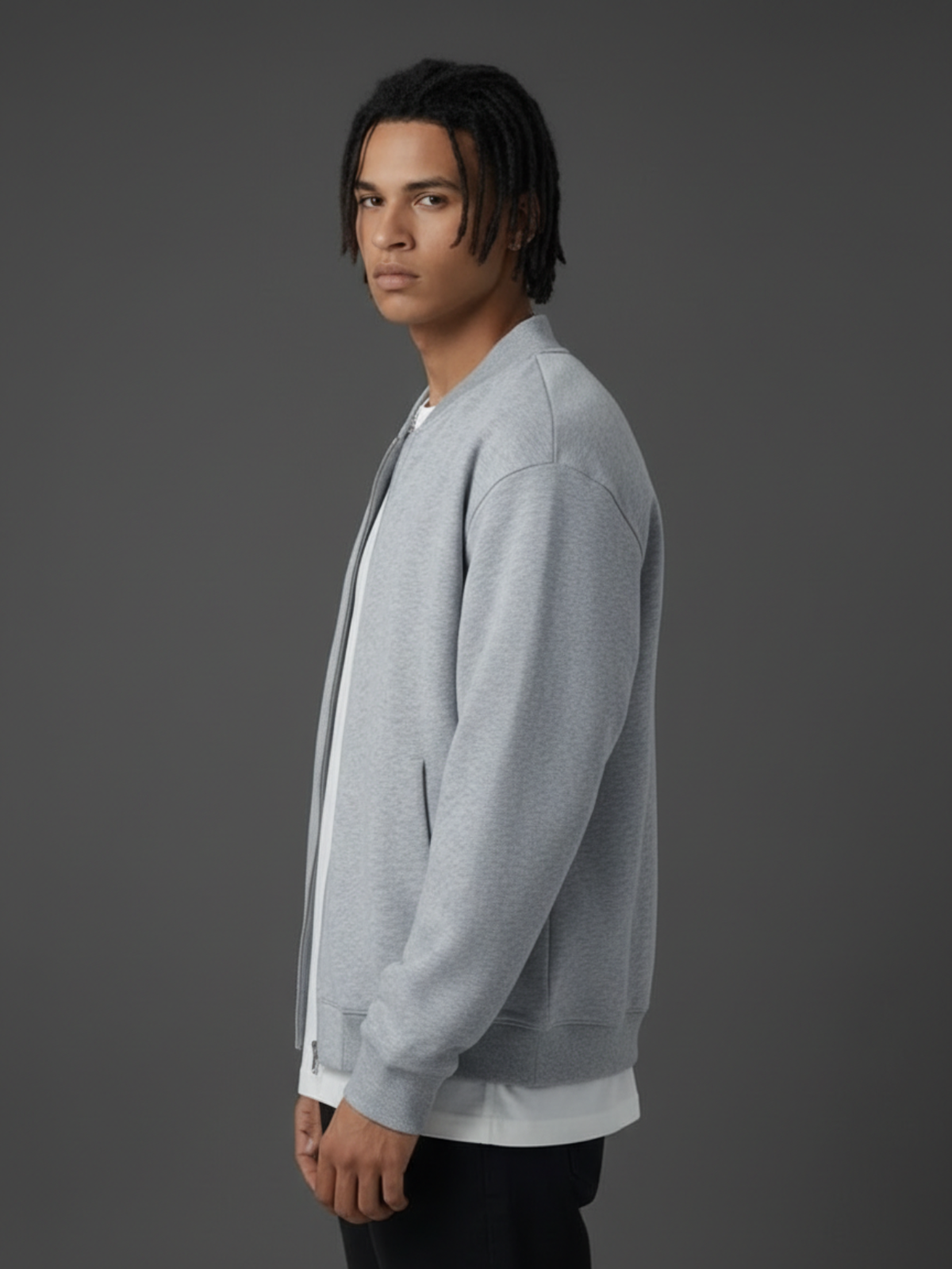 Apollo Grey Fleece Zip-Up Baseball Jacket-5