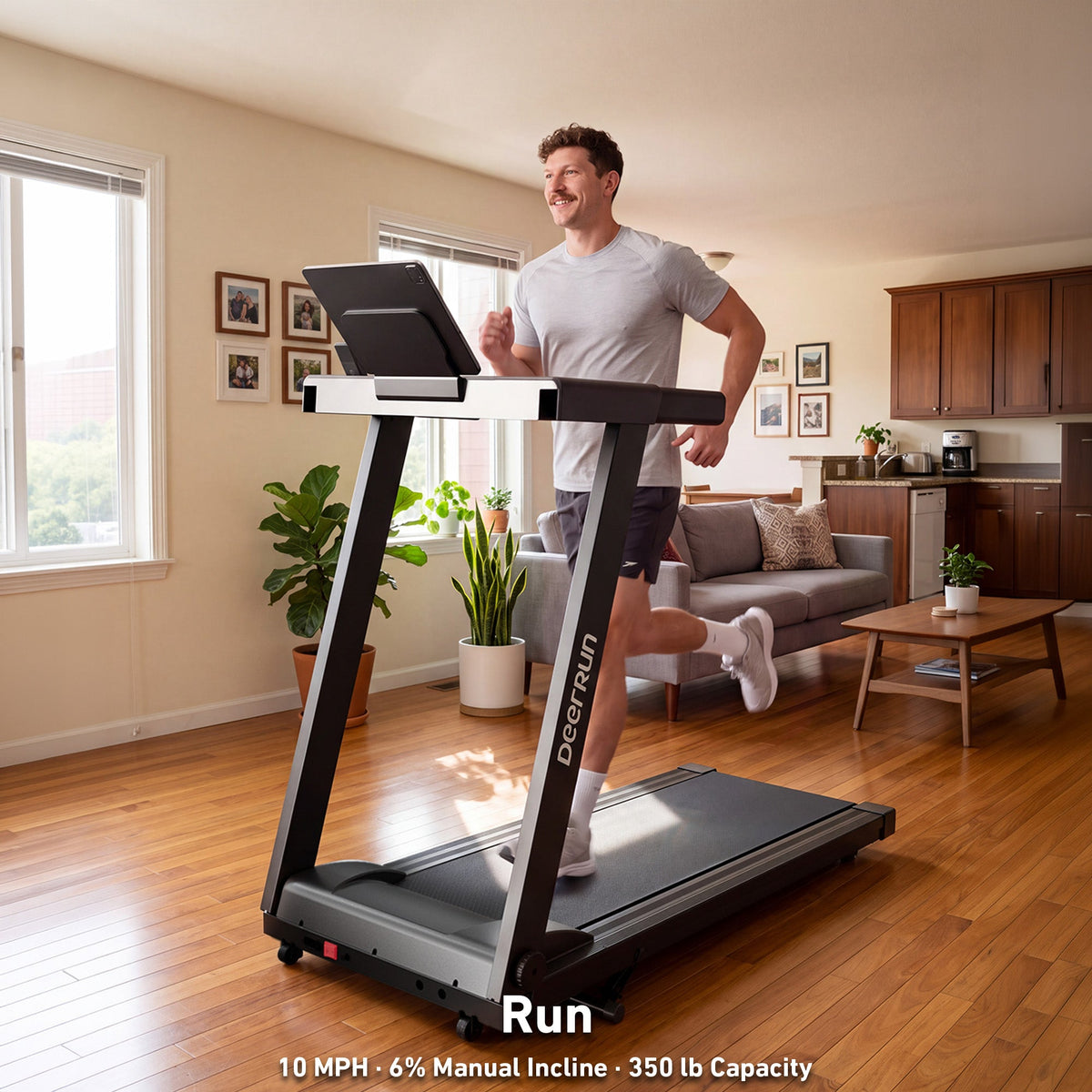 DeerRun All-New 2026 A1 Pro Move+ Smart Foldable Treadmill with 6% Incline & NFC | 350 lbs, 10 mph, Black-5