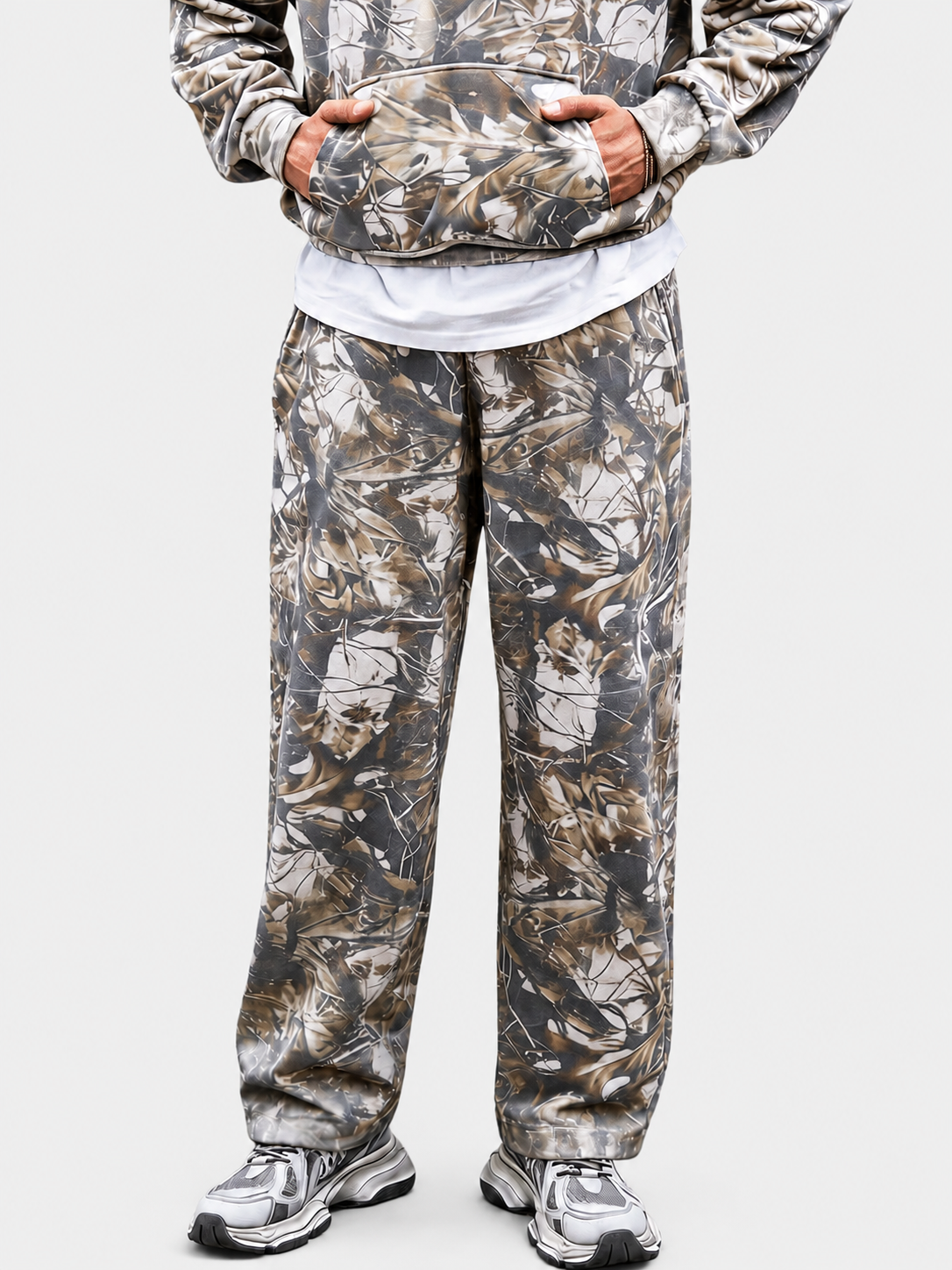 Camo Oversized Heavyweight French Terry Open-Hem Sweatpants-1
