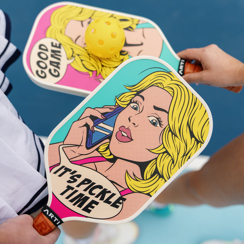 ARTI 16mm T700 Carbon Fiber Kristen & Kristy "IT'S PICKLE TIME" Pickleball Paddle - USA Pickleball Approved-2