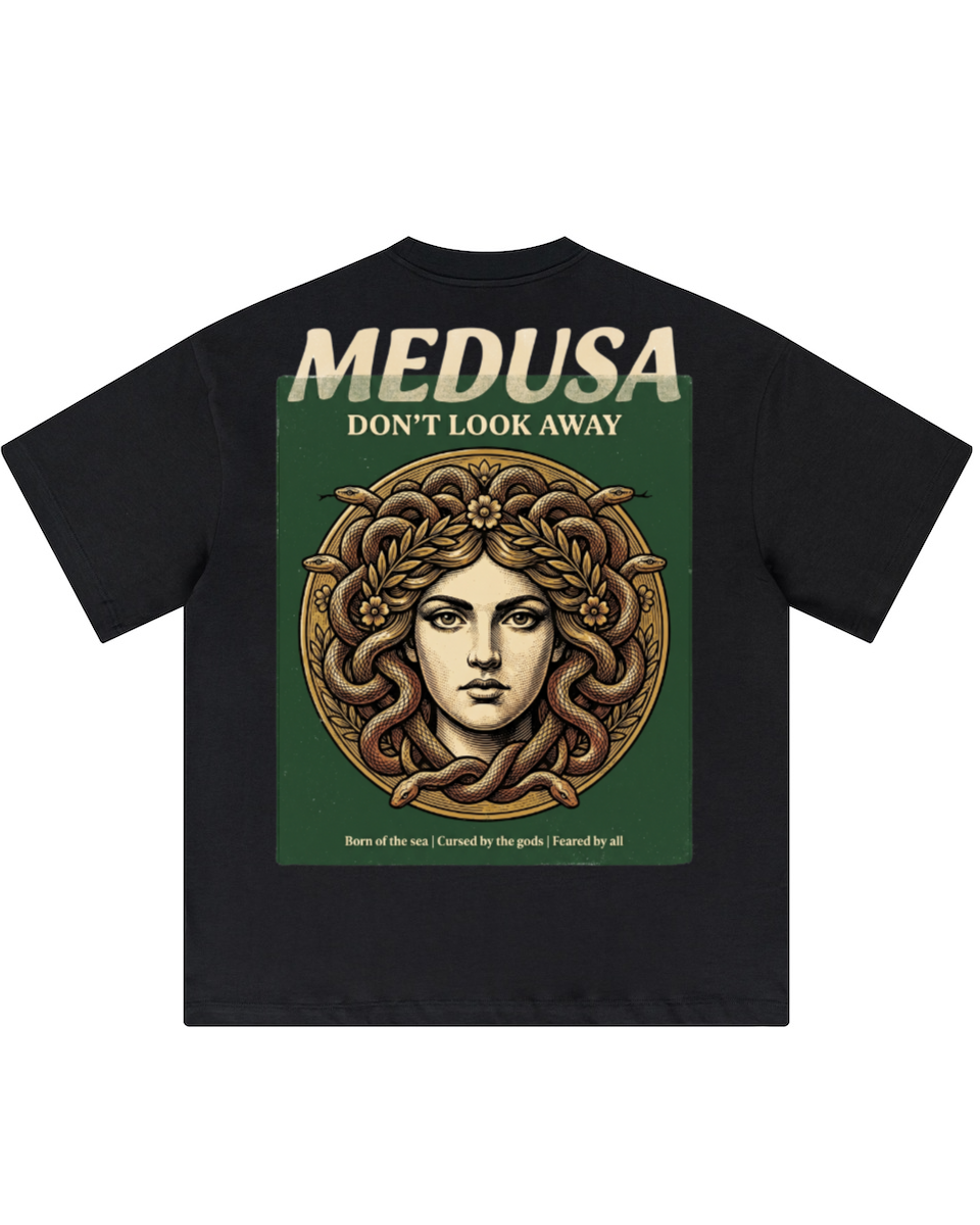 'Medusa Don't Look Away' Oversized Graphic Tee-2