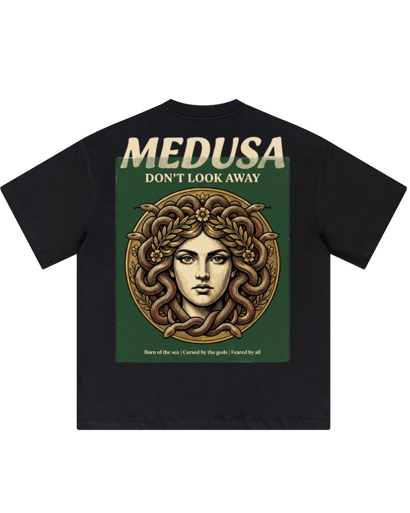 'Medusa Don't Look Away' Oversized Graphic Tee-2