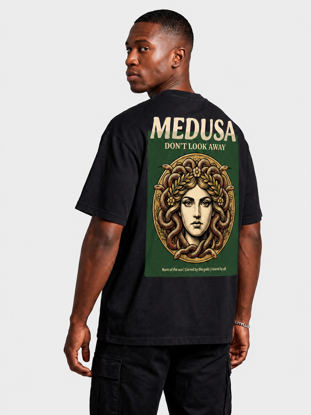 'Medusa Don't Look Away' Oversized Graphic Tee-1