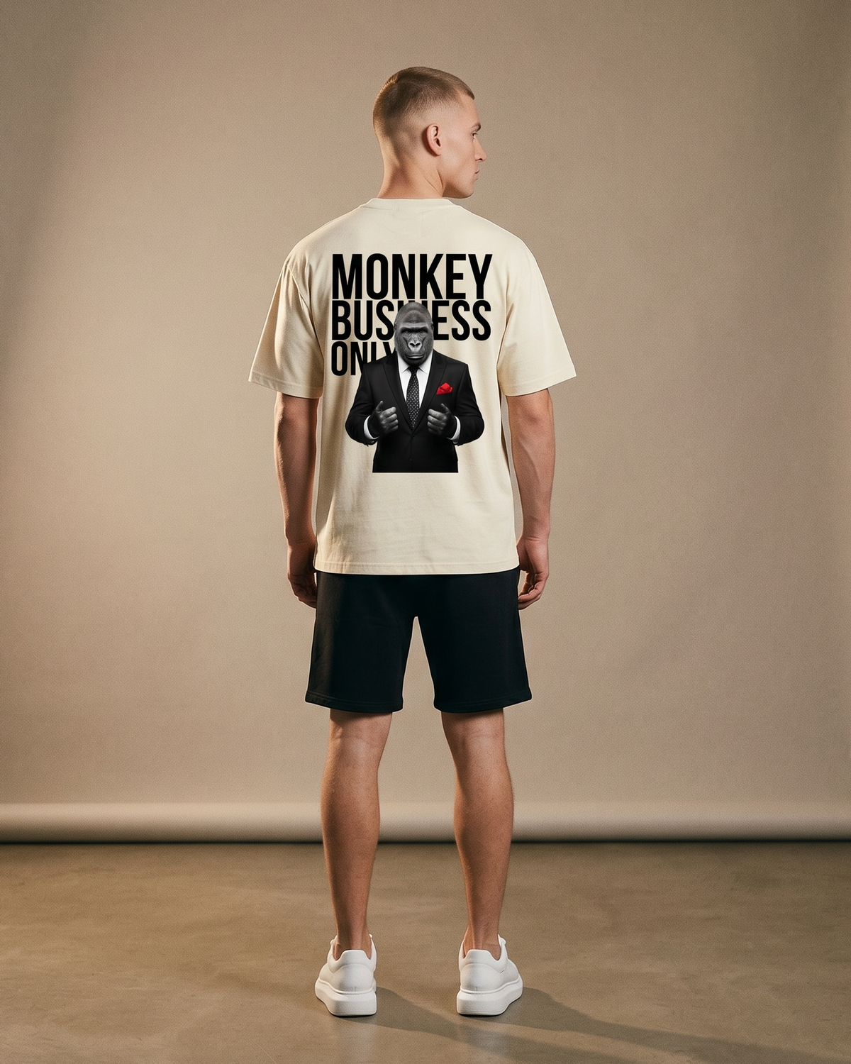 'Monkey Business Only' Oversized Graphic Tee-4